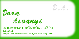 dora asvanyi business card
